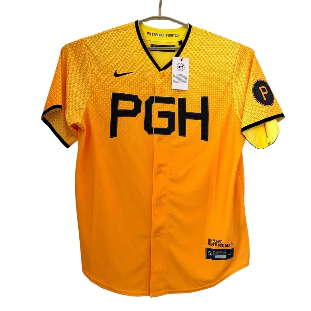 Nike Pittsburgh Pirates City Connect MLB Jersey Large‎ Gold Black T770-01O1 NEW